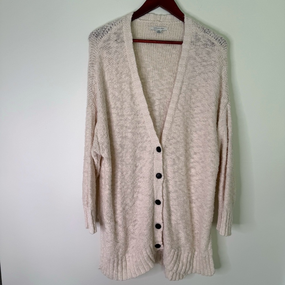 American Eagle Longline Academia Oversized Button Front Cardigan Medium